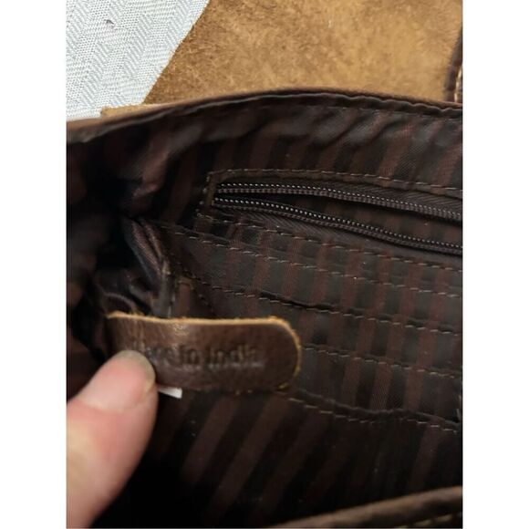 Jack Georges magnetic snap Leather shoulder bag brown India 10"x6" - Picture 6 of 10